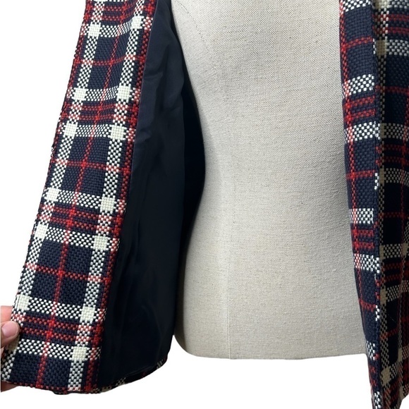 ATMOSPHERE Red Blue White Plaid Long Sleeve Open Tweed Style Blazer Size 8 - Picture 8 of 10